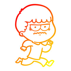 warm gradient line drawing cartoon angry man