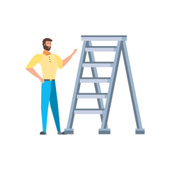 Isolated avatar man and ladder design
