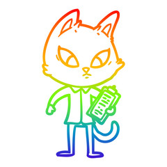 rainbow gradient line drawing confused cartoon business cat