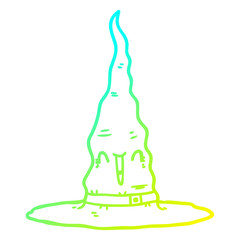 cold gradient line drawing cartoon witchs hat