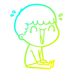 cold gradient line drawing laughing cartoon man