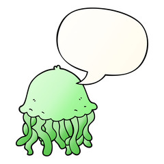cartoon jellyfish and speech bubble in smooth gradient style