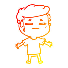 warm gradient line drawing cartoon anxious man