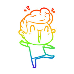 rainbow gradient line drawing cartoon excited man