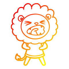 warm gradient line drawing cartoon lion