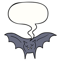 cartoon vampire bat and speech bubble
