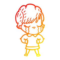Obraz premium warm gradient line drawing cartoon woman crying