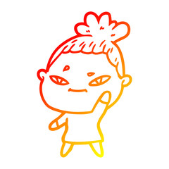 Obraz premium warm gradient line drawing cartoon woman