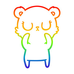 rainbow gradient line drawing peaceful cartoon bear