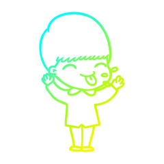 cold gradient line drawing cartoon funny boy