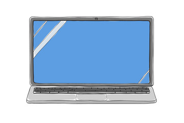 laptop hand drawn painting vector art cute illustration
