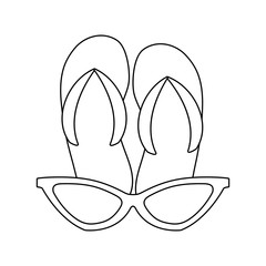 flip flops with sunglasses isolated icon