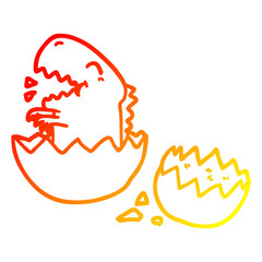 warm gradient line drawing dinosaur hatching from egg