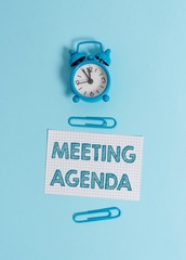 Handwriting text writing Meeting Agenda. Conceptual photo items that participants hope to...