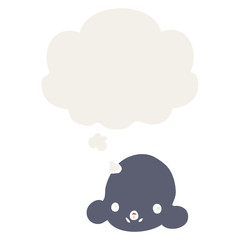 cartoon cloud and thought bubble in retro style