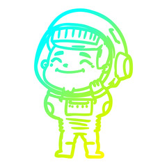 cold gradient line drawing happy cartoon astronaut