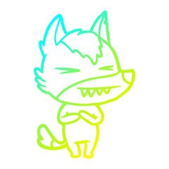 cold gradient line drawing angry wolf cartoon