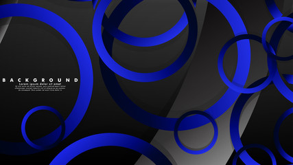 Abstract metal vector background with shiny fancy blue black circles