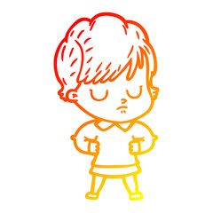 warm gradient line drawing cartoon woman