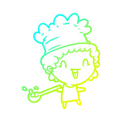 cold gradient line drawing cute cartoon happy chef