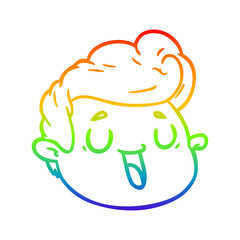 rainbow gradient line drawing cartoon male face