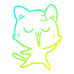 cold gradient line drawing cartoon cat singing
