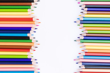 Wavy rows of bright pencils