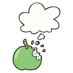 cartoon bitten apple and thought bubble