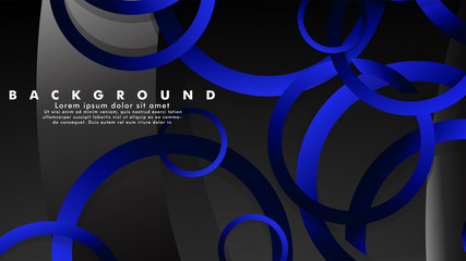 Abstract metal vector background with shiny fancy blue black circles