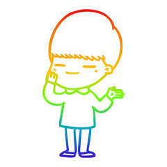 rainbow gradient line drawing cartoon smug boy