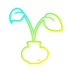 cold gradient line drawing house plant