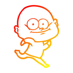 warm gradient line drawing cartoon bald man staring