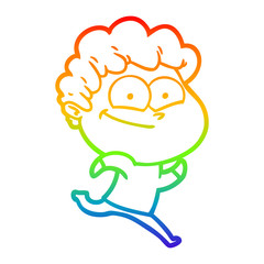 rainbow gradient line drawing cartoon happy man