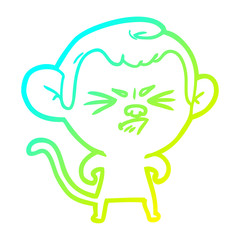 cold gradient line drawing cartoon annoyed monkey