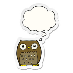 cartoon owl and thought bubble as a printed sticker