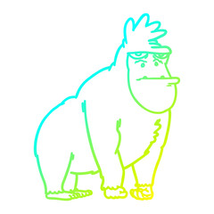 cold gradient line drawing cartoon gorilla