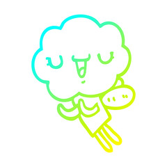 cold gradient line drawing cute cartoon cloud head creature