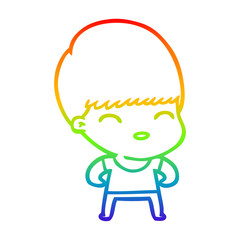 rainbow gradient line drawing happy cartoon boy