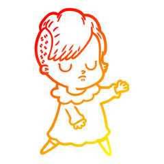 warm gradient line drawing cartoon woman
