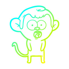 cold gradient line drawing cartoon shocked monkey