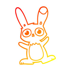 warm gradient line drawing cute cartoon rabbit