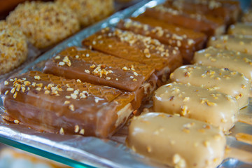 Italian homemade ice cream in stick and wafer.