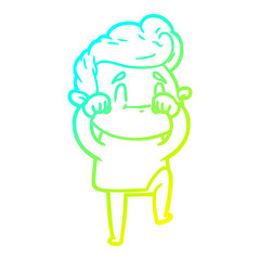 cold gradient line drawing happy cartoon man