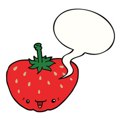 cartoon strawberry and speech bubble