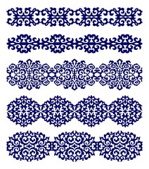 Kazakh ornaments in the form of a border, strips