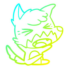 cold gradient line drawing angry cartoon fox