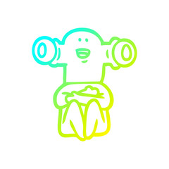 cold gradient line drawing friendly cartoon alien
