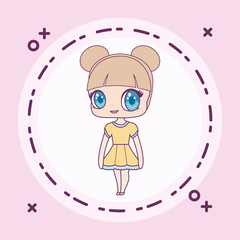 cute little doll in frame circular