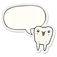 cartoon tooth and speech bubble sticker