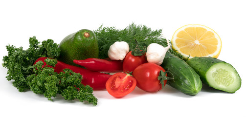 Assorted Fruits And Vegetables On A White Background